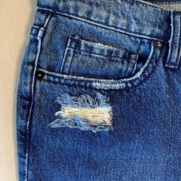 Urban Outfitters BDG Slim Boyfriend Distressed Dark Blue Jeans Emo Grunge - Picture 8 of 13